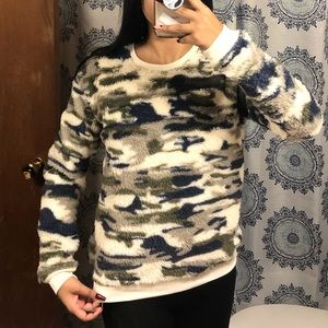 Fifth Sun Camo Print Cozy Sweater